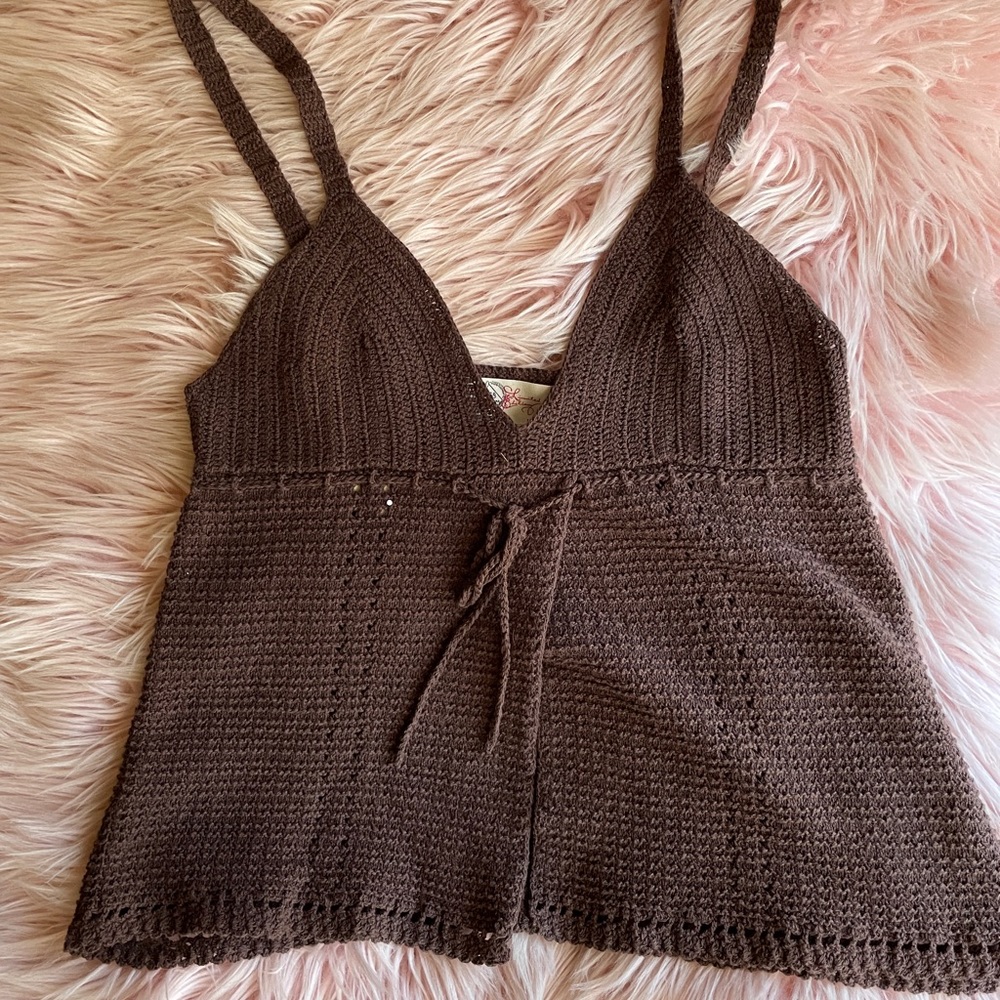 Brown Crocheted Camisole